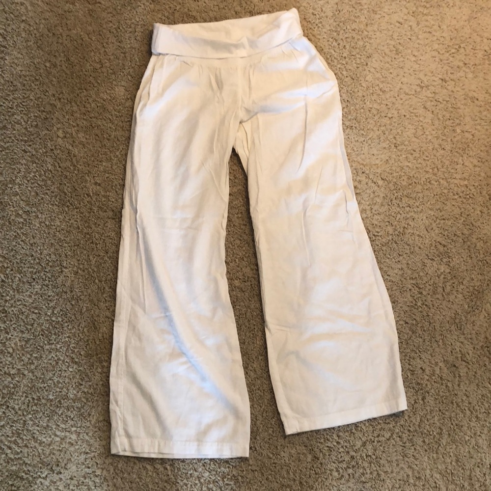 White linen pants